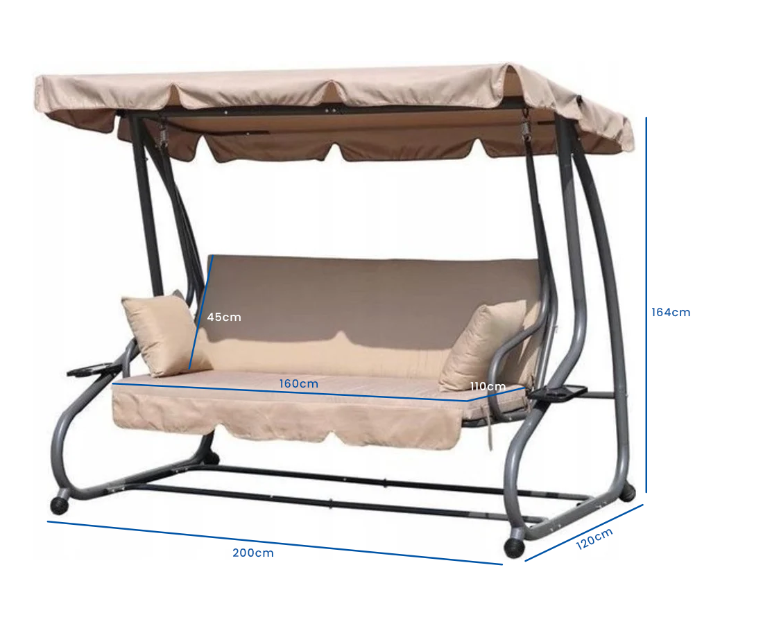 Schommelbank - tuinschommel - met klapbare rugleuning - beige