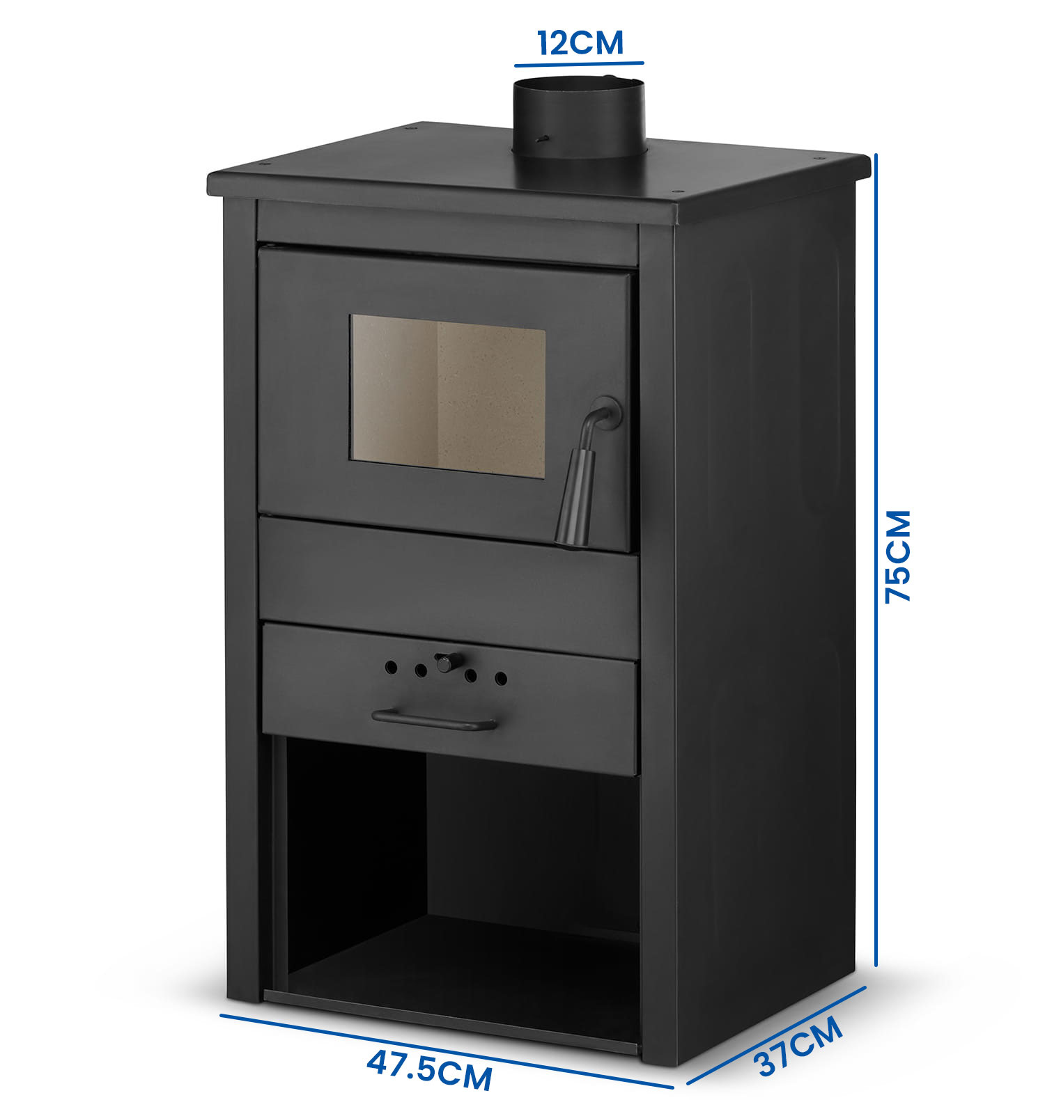 Houtkachel - staal - vrijstaand - 9KW
