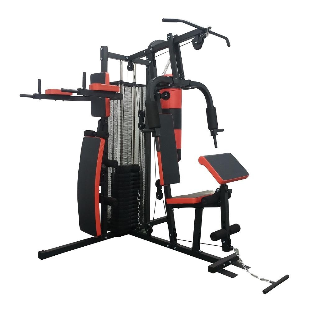 Krachtstation - home gym - met 68 kg gewicht - en bokszak