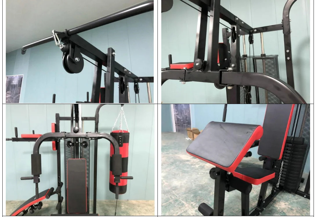 Krachtstation - home gym - met 68 kg gewicht - en bokszak