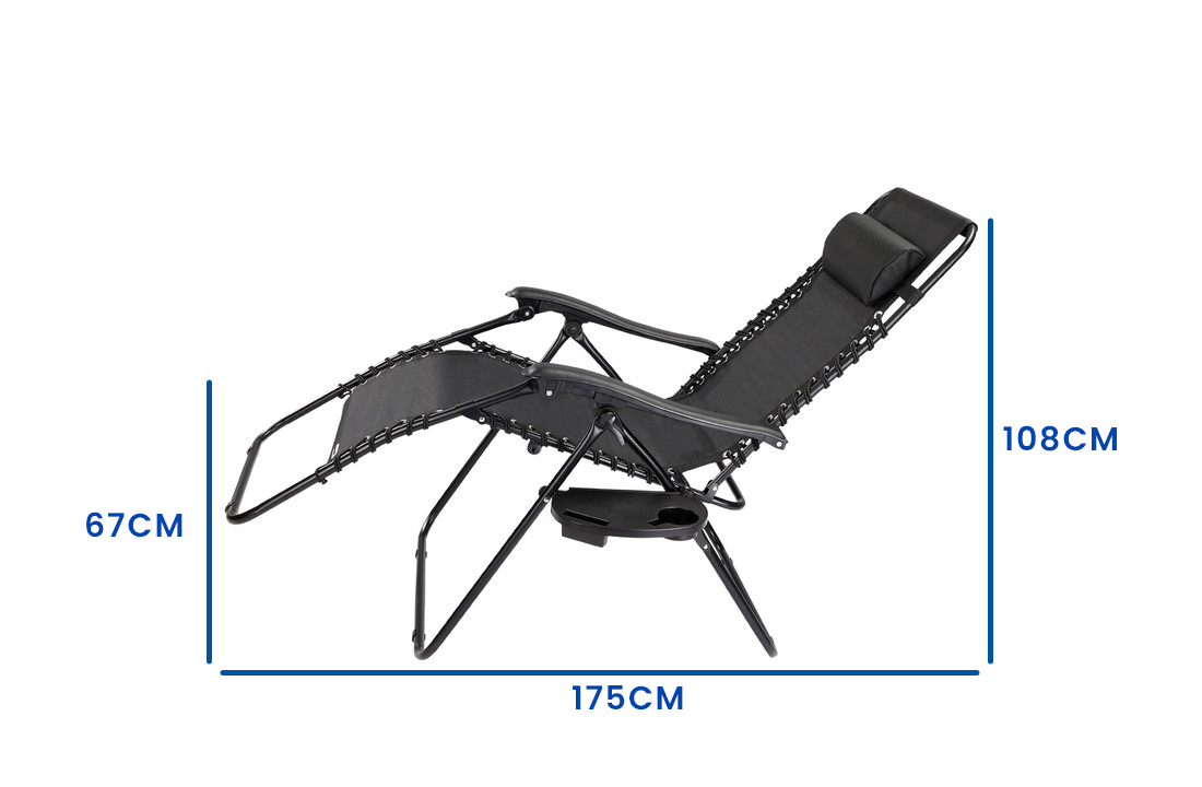 Ligstoel tuin - ligbed - 157,5 x 63,5 x 81 cm - zwart