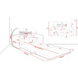 Kinder slaapbank set - logeermatras - sofa - 170 x 100 x 8 - slaapbank - roze - uiltjes