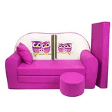 Kinder slaapbank set - logeermatras - sofa - 170 x 100 x 8 - slaapbank - roze - uiltjes