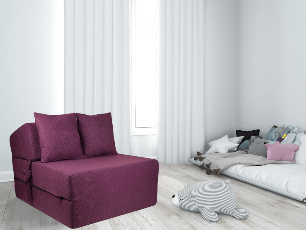 Luxe logeermatras - violet - camping matras - reismatras - opvouwbaar matras - 200 x 70 x 15 - met kussens