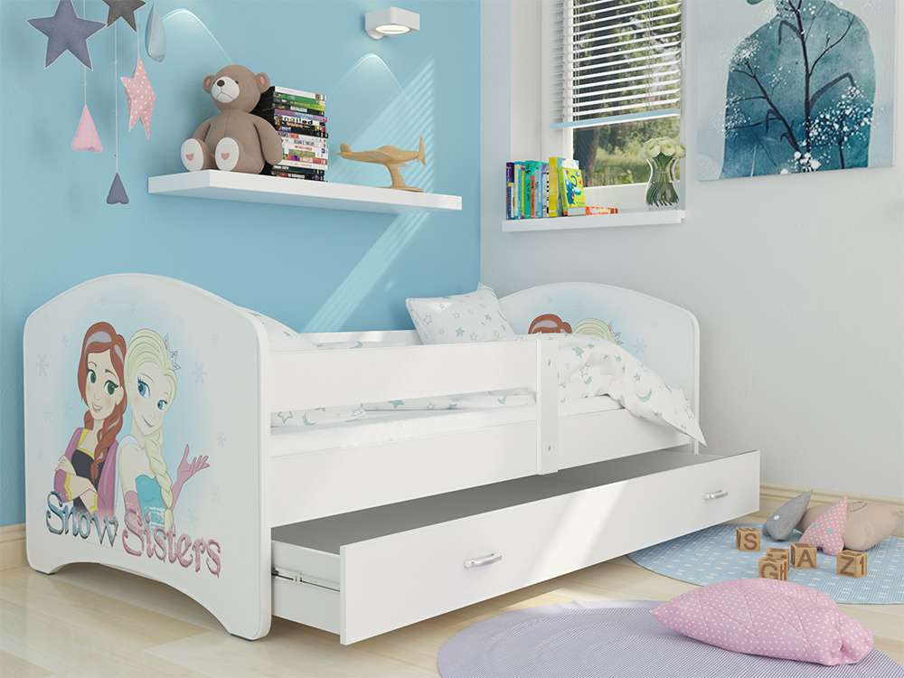Kinderbed Frozen prinsessen 90x200cm - wit -met lade - zonder matras