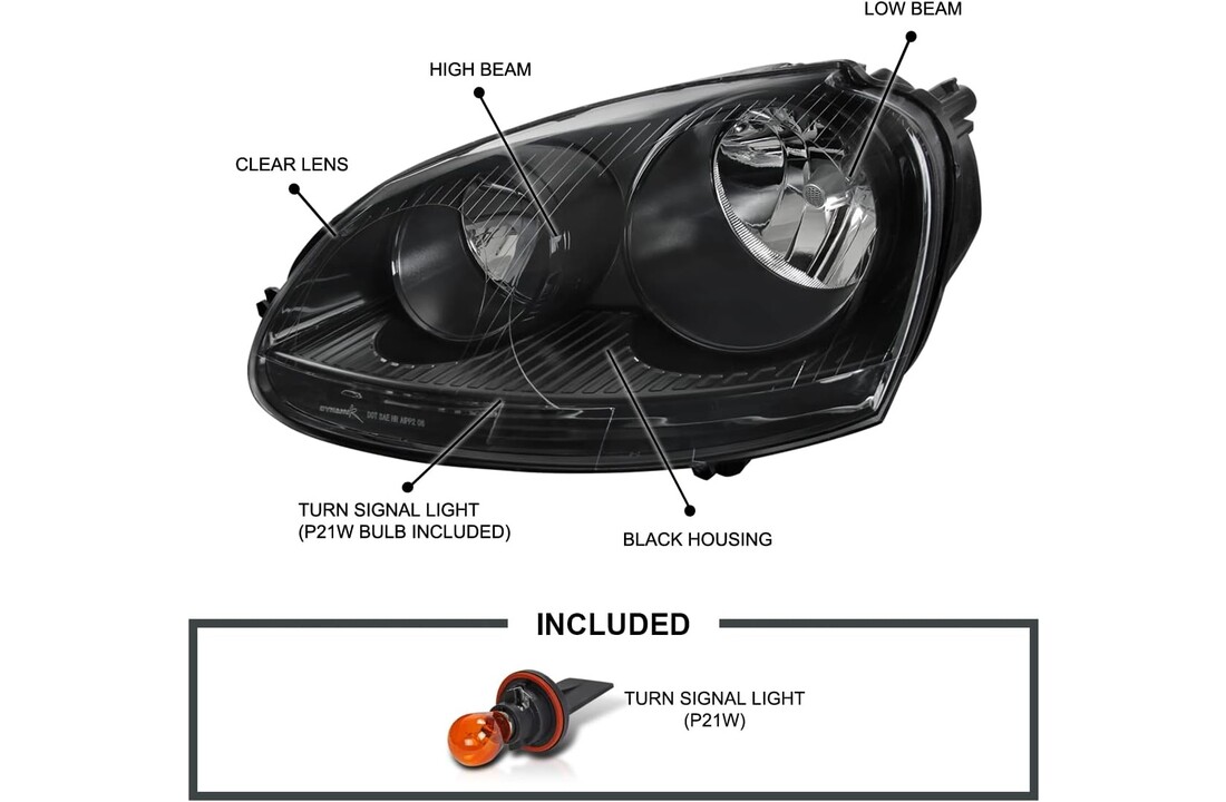 Koplampen geschikt voor VW Golf 5 10 03-09 - Jetta 2005/2011 - ZWART