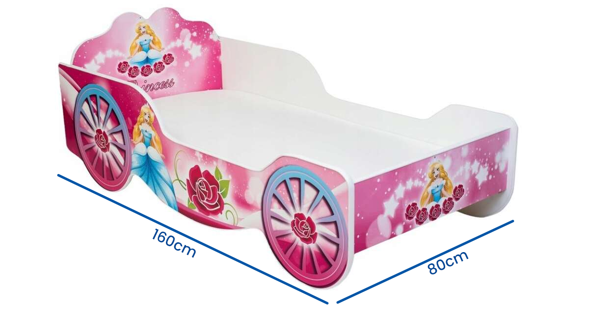 Prinsessen kinderbed koets – roze – 160x80 cm