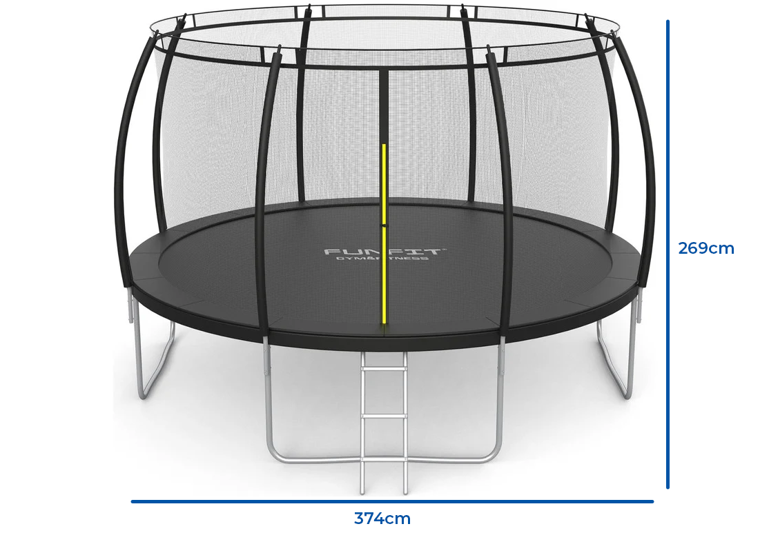 Trampoline met net - 374 cm - 12 FT - zwart - tot 150 kg