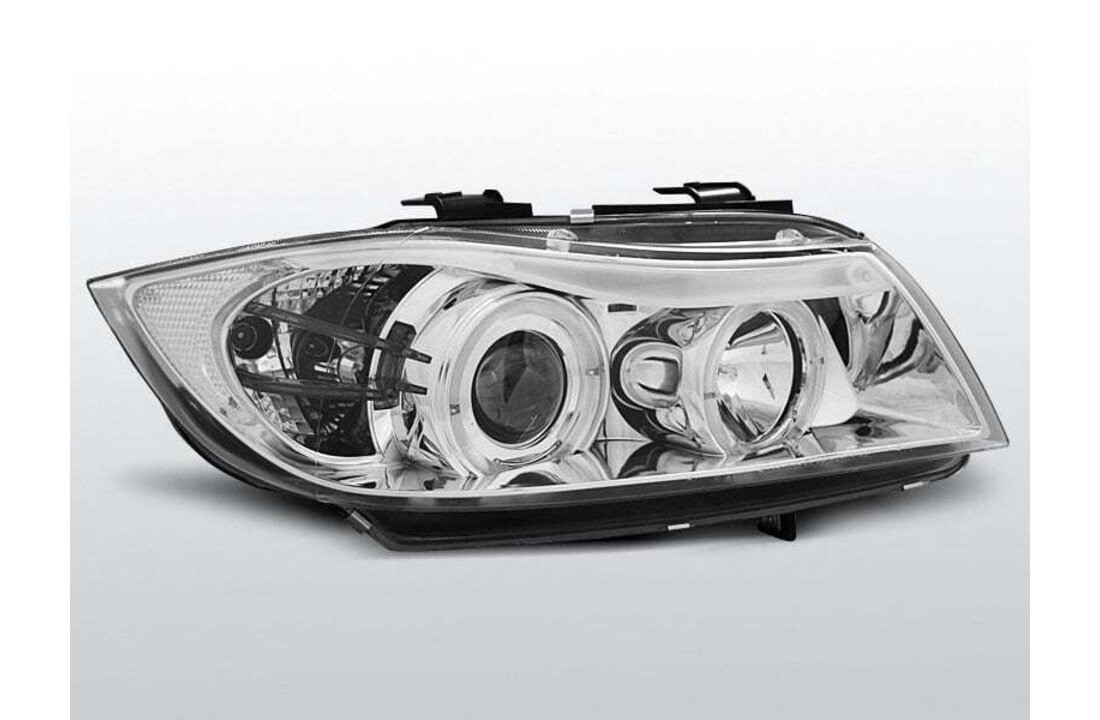 Koplampen dual halo rims geschikt voor BMW E90/E91 03 05-08 08 ANGEL EYES CHROOM