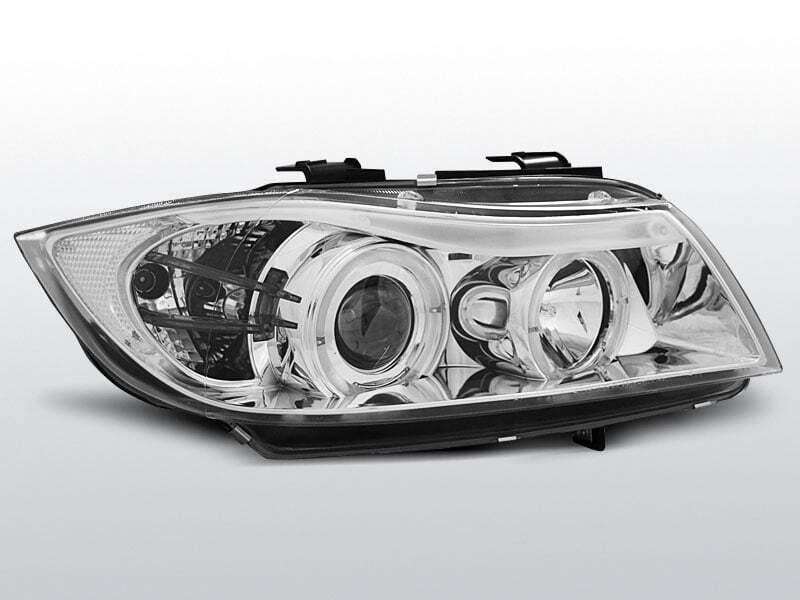 Koplampen dual halo rims geschikt voor BMW E90/E91 03 05-08 08 ANGEL EYES CHROOM