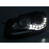 Koplampen dagrijlicht geschikt voor VW GOLF 6 10 08-12 ZWART TRU DRL