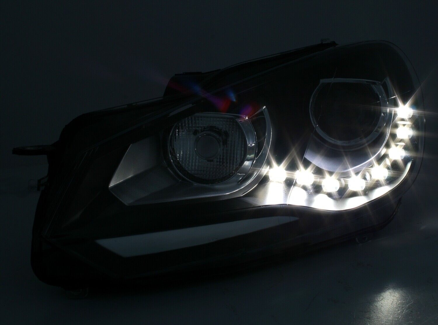 Koplampen dagrijlicht geschikt voor VW GOLF 6 10 08-12 ZWART TRU DRL