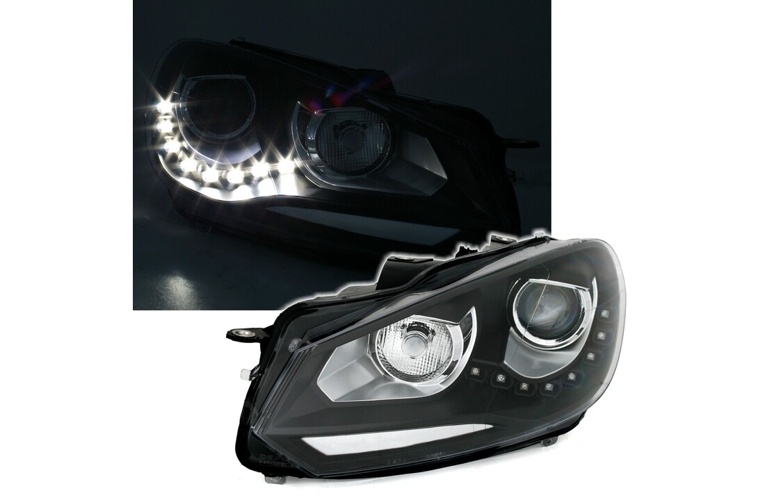 Koplampen dagrijlicht geschikt voor VW GOLF 6 10 08-12 ZWART TRU DRL
