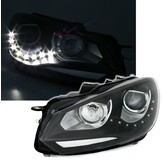Koplampen dagrijlicht geschikt voor VW GOLF 6 10 08-12 ZWART TRU DRL