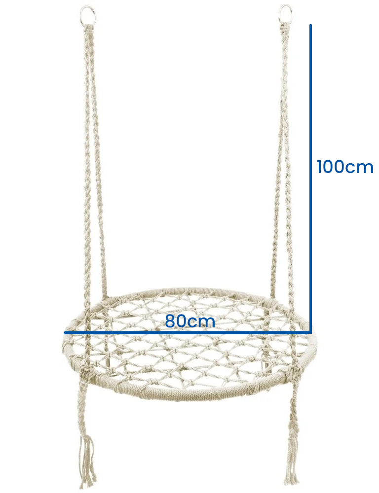 Nestschommel wit - 80 cm diameter - tot 150 kg - 100 cm touwen