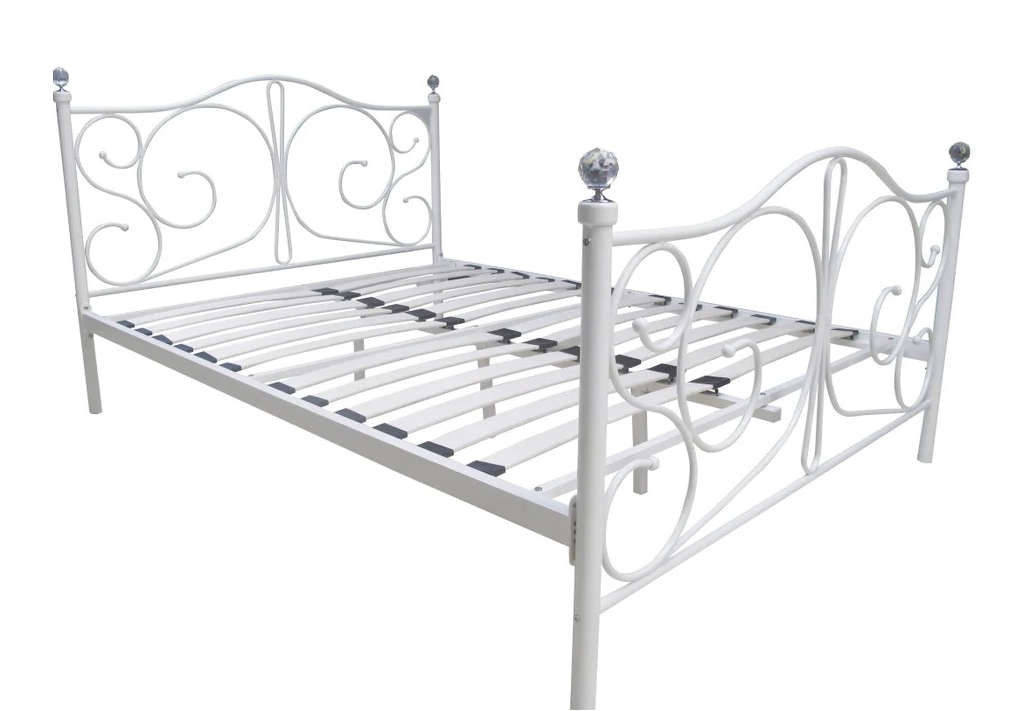 Metalen bedframe met lattenbodem- 140x200 - wit
