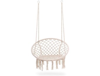 Hangstoel - geknoopt touw -  ø 60 cm - beige - tot 150 kg