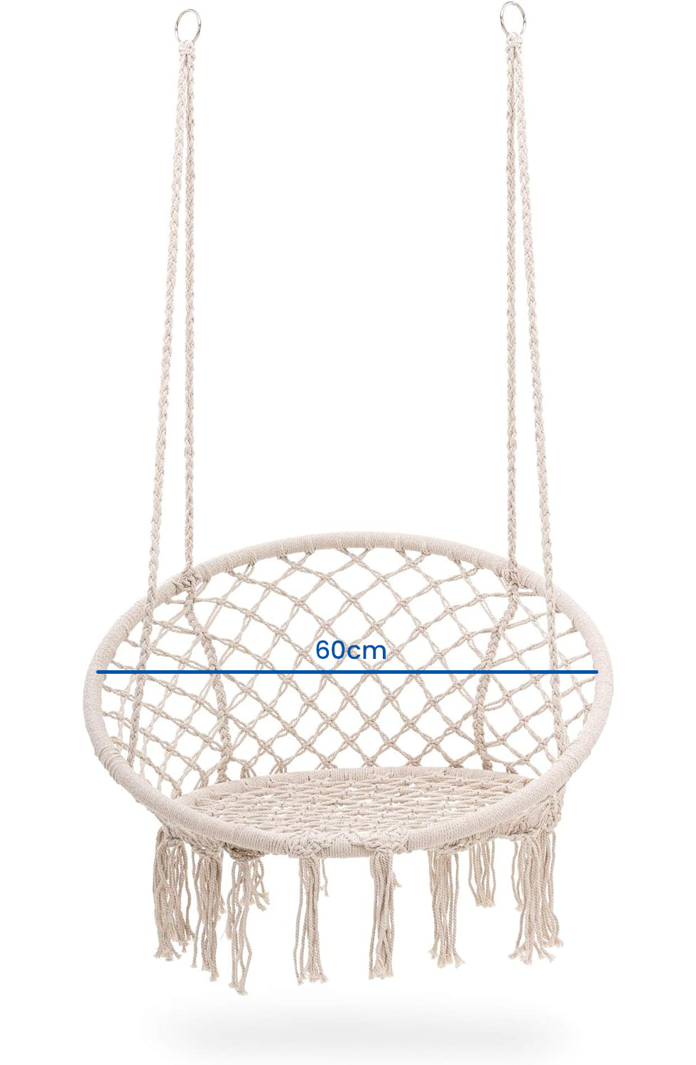 Hangstoel - geknoopt touw -  ø 60 cm - beige - tot 150 kg