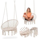 Hangstoel - geknoopt touw -  ø 60 cm - beige - tot 150 kg