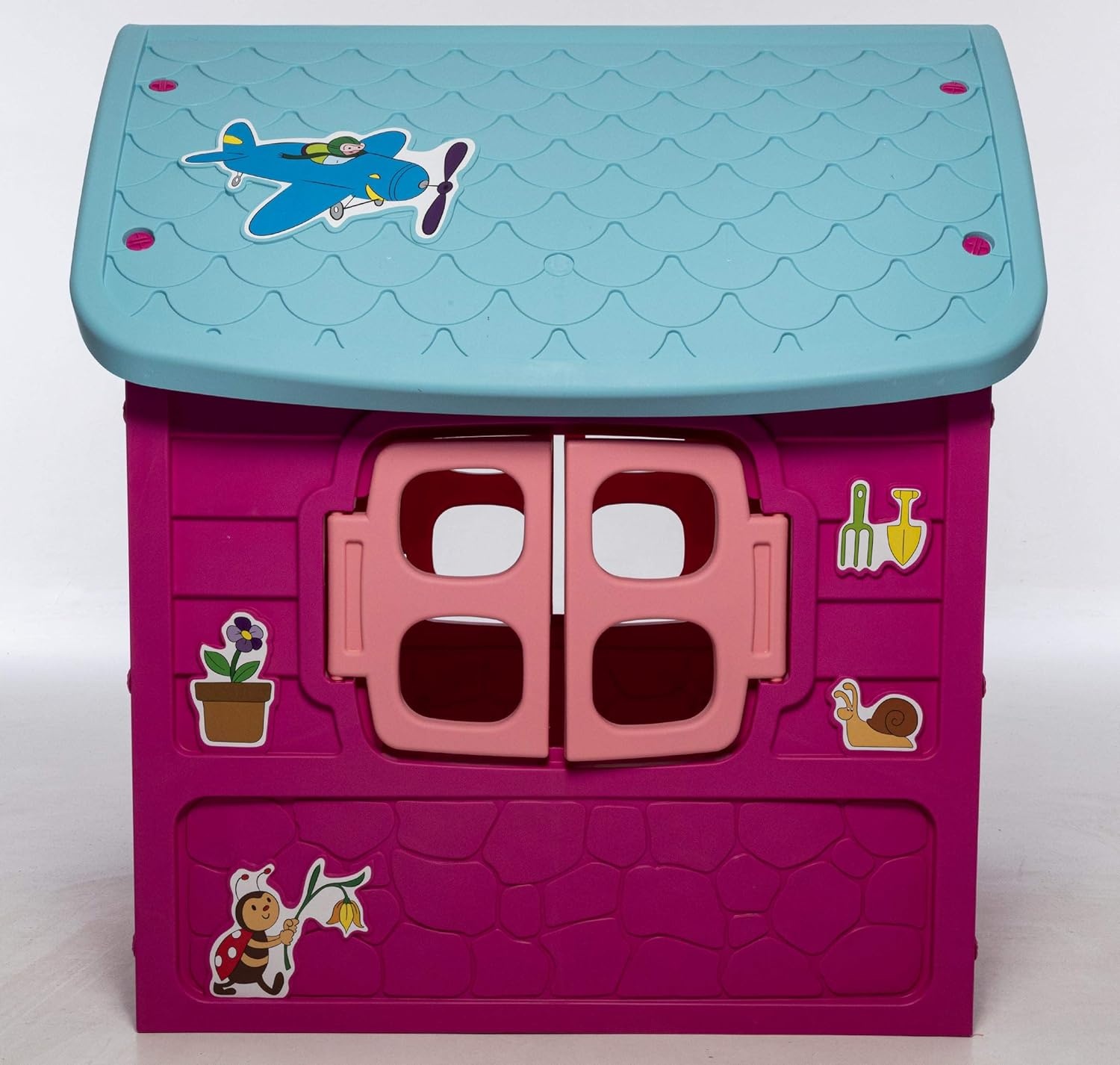 Buiten speelhuis roze – 120 x 113 x 111 cm - met deur en raam