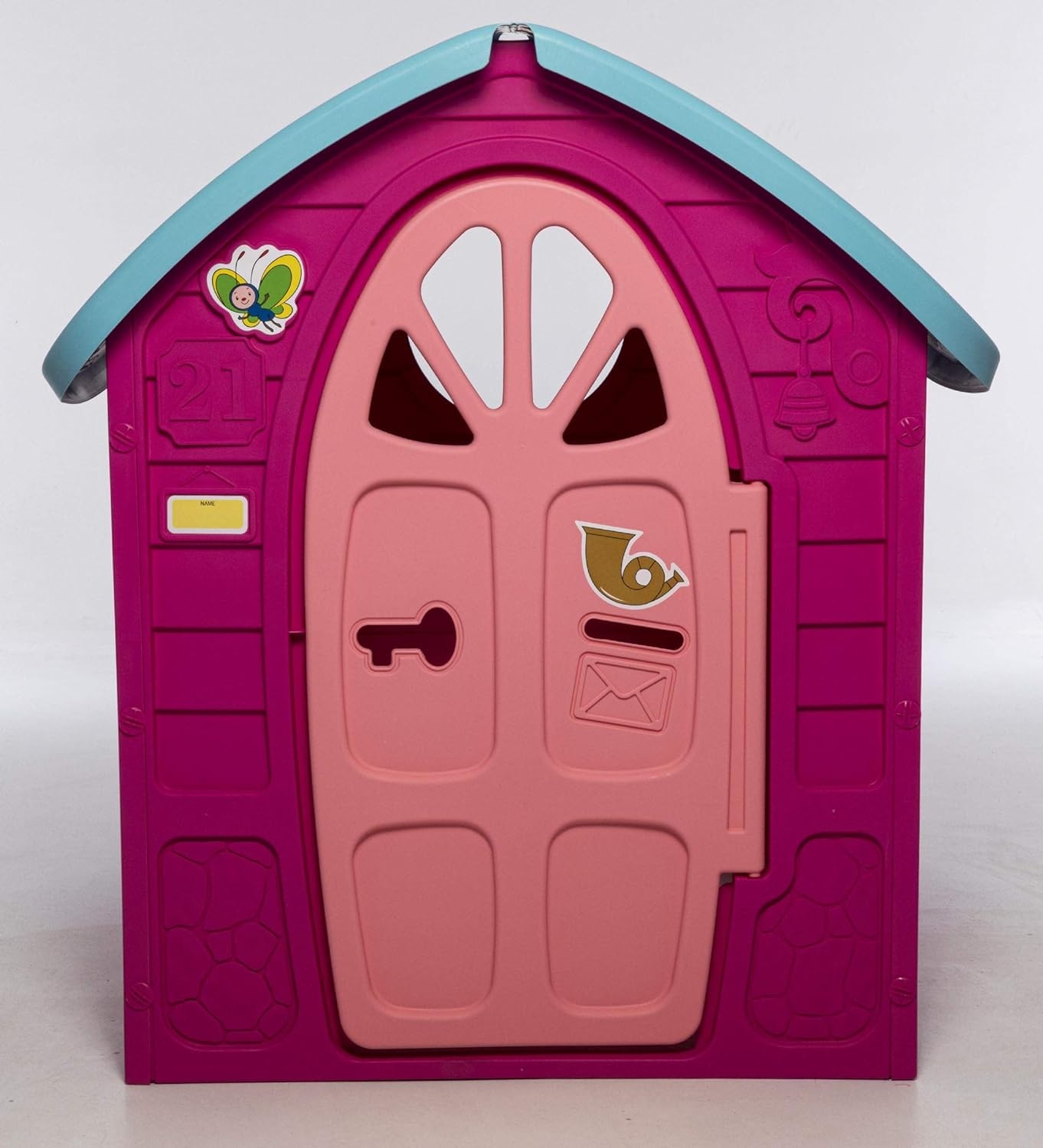 Buiten speelhuis roze – 120 x 113 x 111 cm - met deur en raam