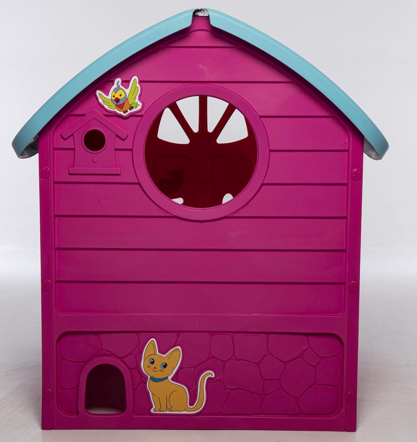 Buiten speelhuis roze – 120 x 113 x 111 cm - met deur en raam