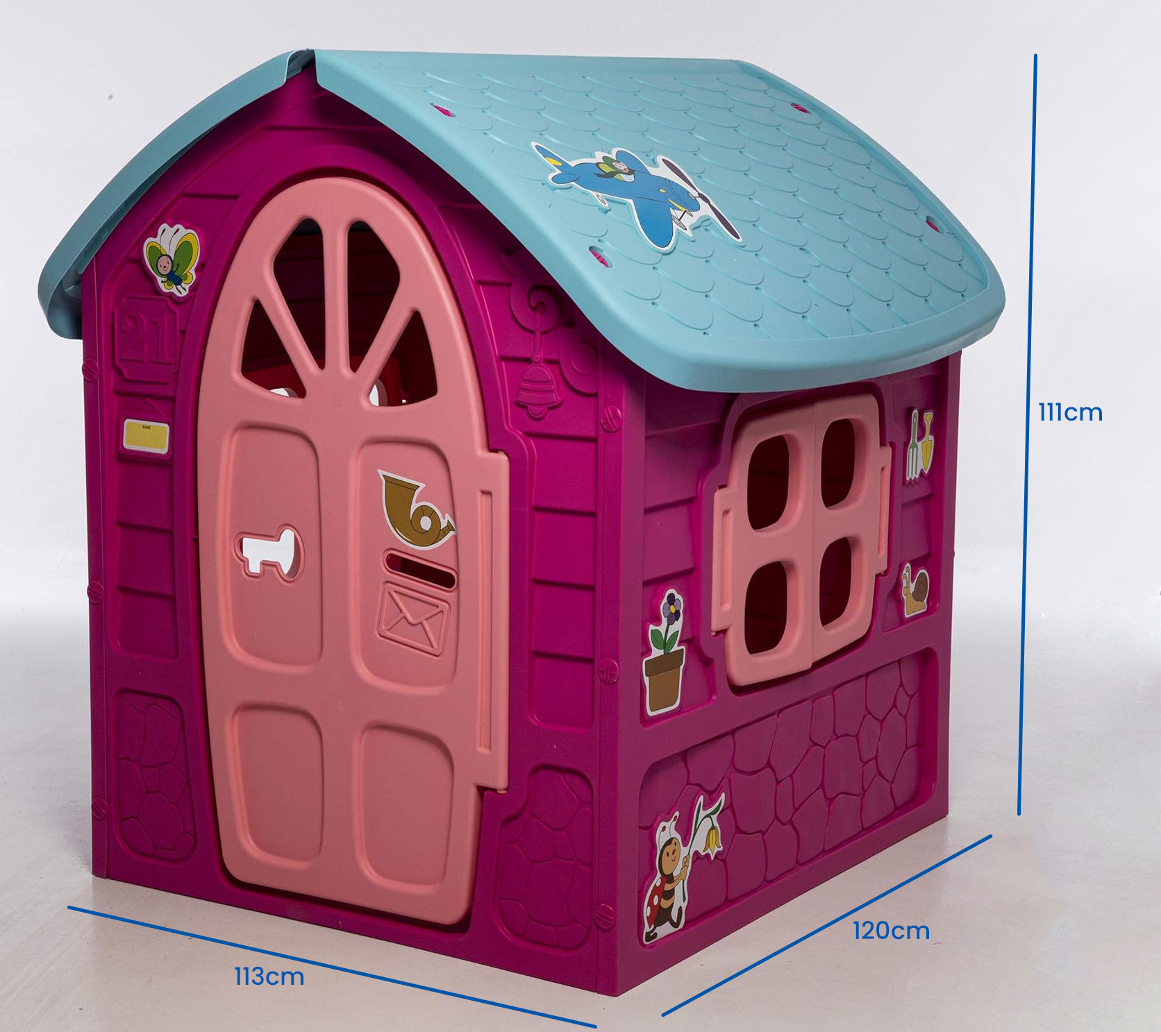 Buiten speelhuis roze – 120 x 113 x 111 cm - met deur en raam