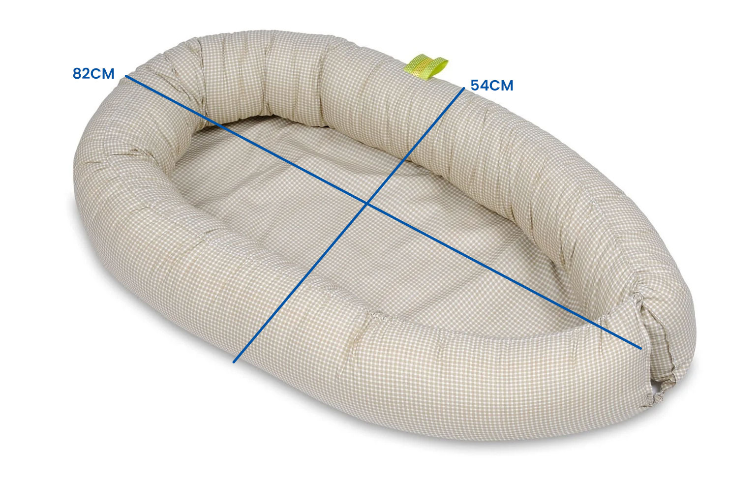 Babynest - baby nestje - 0-8 maanden - 100% katoen - 82x54cm - beige geruit