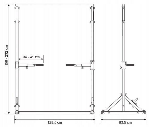 Pull up bar - Dip station - Krachtstation - 129x84x232 cm