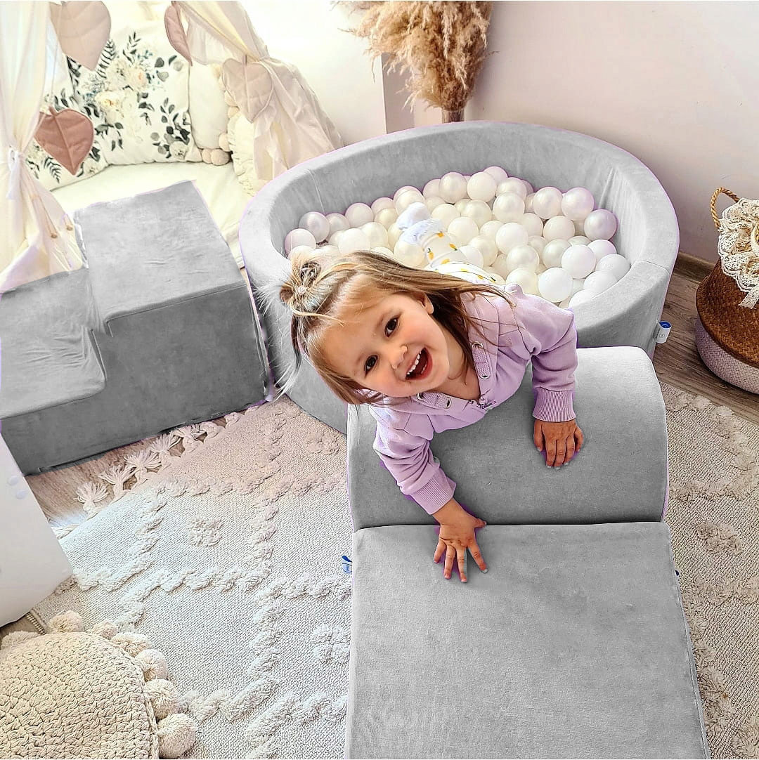 Foam speelset - 4-delig - met ballenbak en 200 ballen - grijs