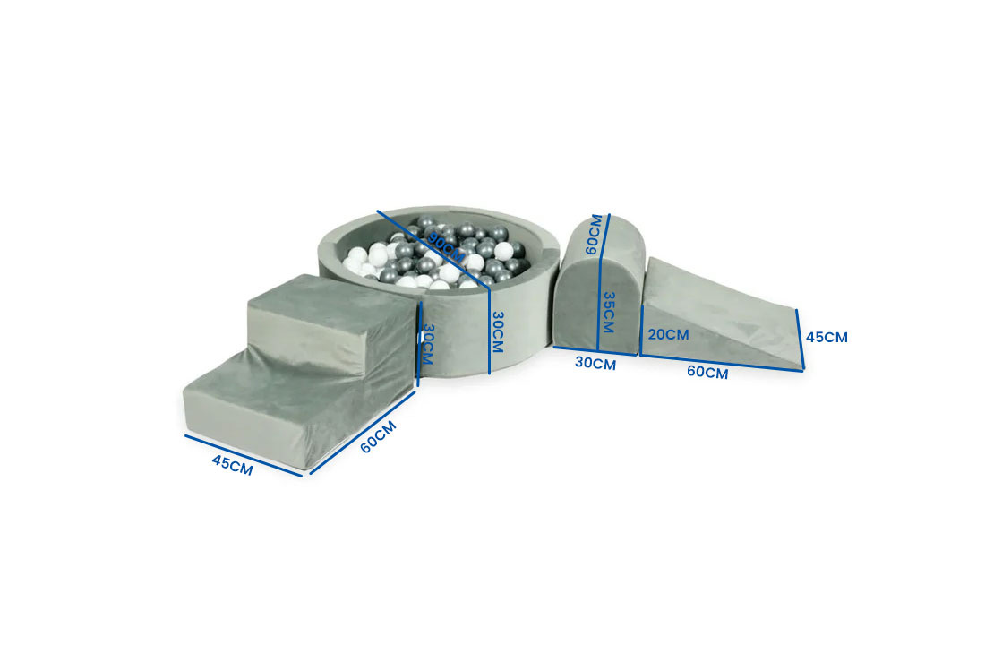 Foam speelset - 4-delig - met ballenbak en 200 ballen - grijs