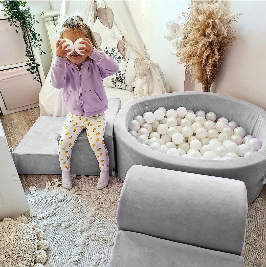 Foam speelset - 4-delig - met ballenbak en 200 ballen - grijs