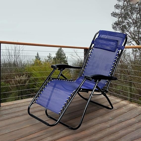 Ligstoel tuin - ligbed - 175x67x108 cm - donkerblauw