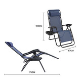 Ligstoel tuin - ligbed - 175x67x108 cm - donkerblauw
