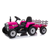 Elektrisch bestuurbare tractor met aanhanger - roze