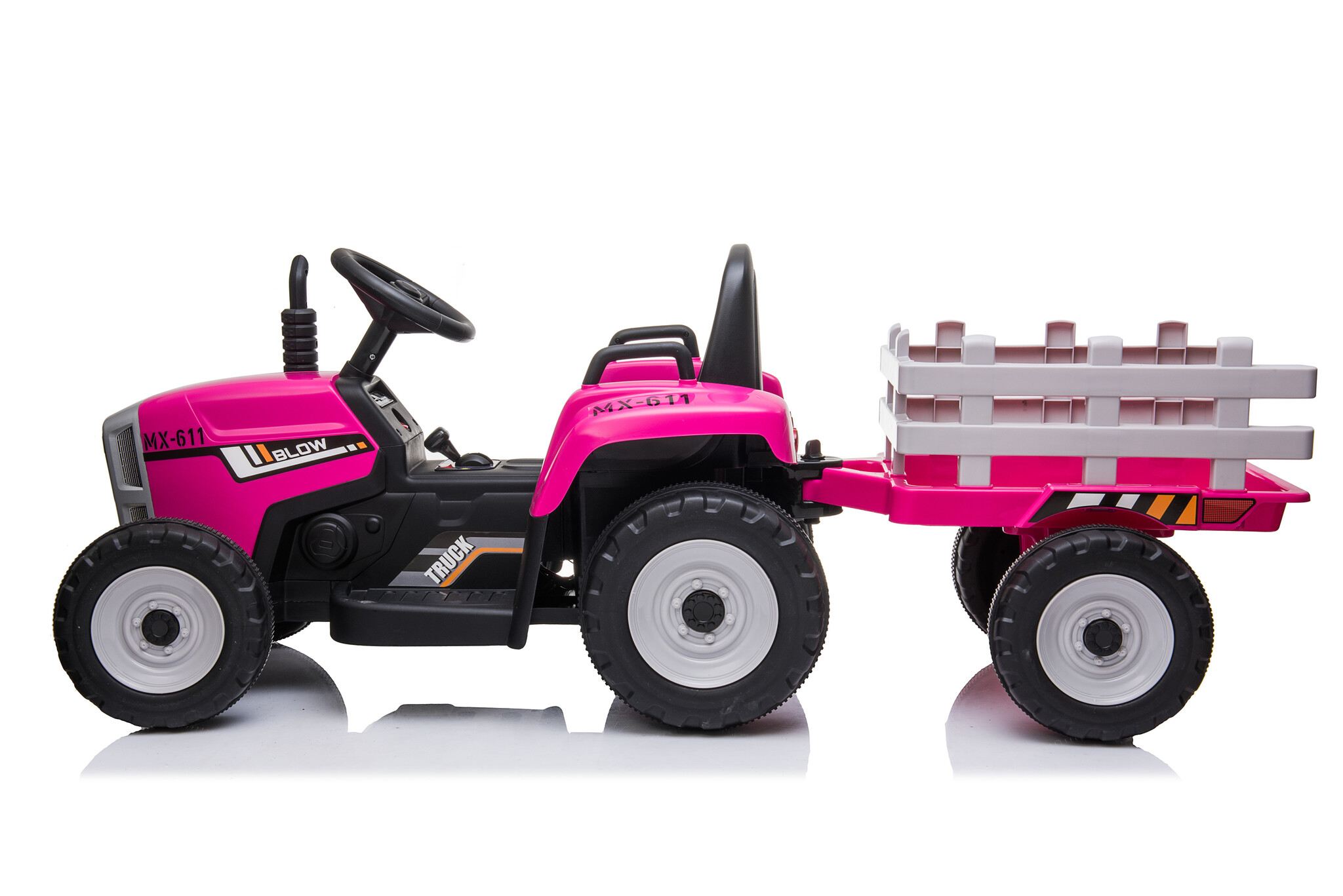 Elektrisch bestuurbare tractor met aanhanger - roze