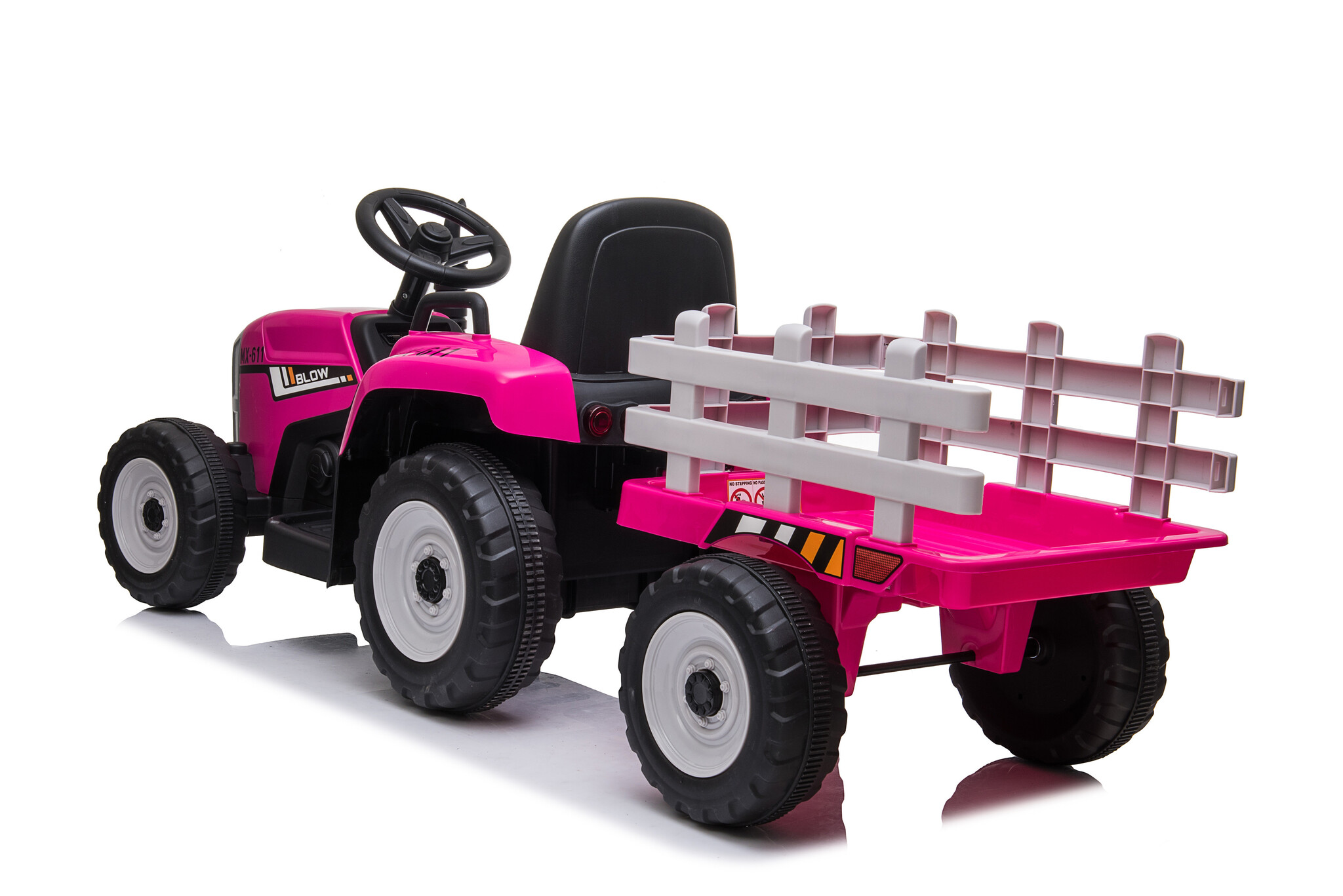 Elektrisch bestuurbare tractor met aanhanger - roze