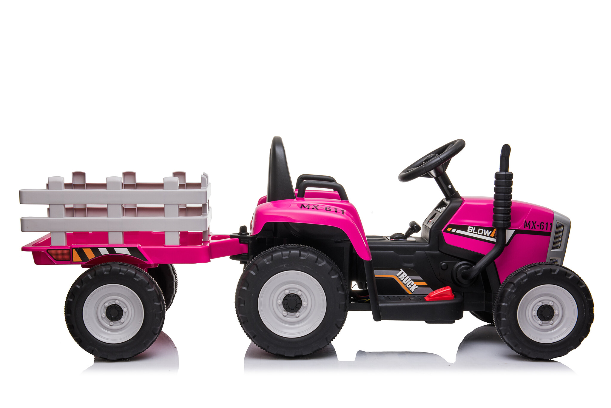 Elektrisch bestuurbare tractor met aanhanger - roze
