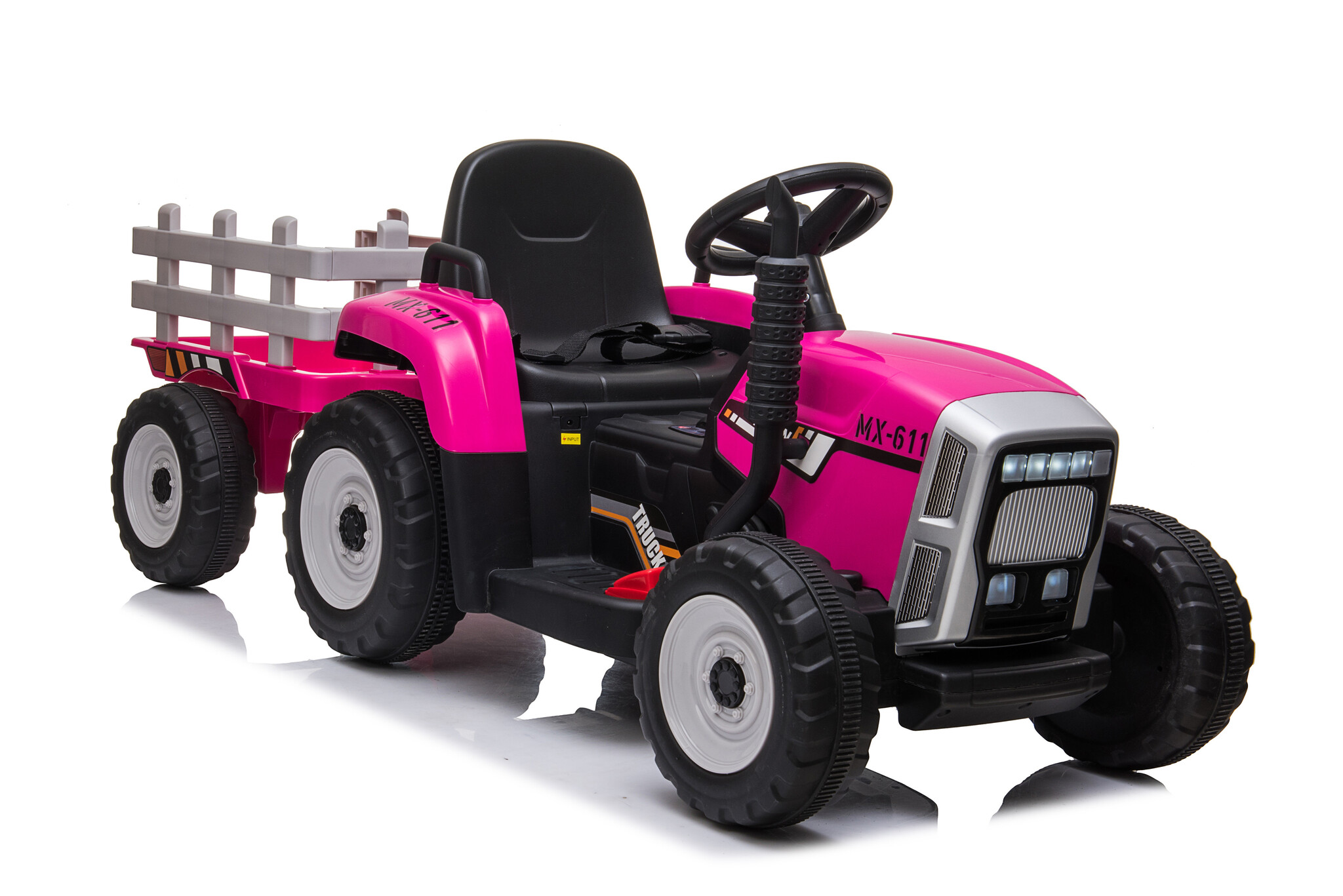 Elektrisch bestuurbare tractor met aanhanger - roze