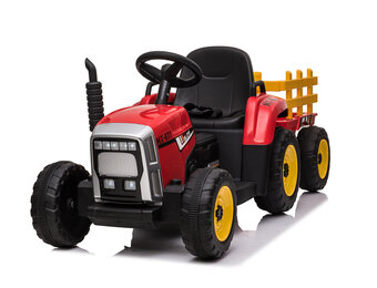 Elektrisch bestuurbare tractor met aanhanger - rood