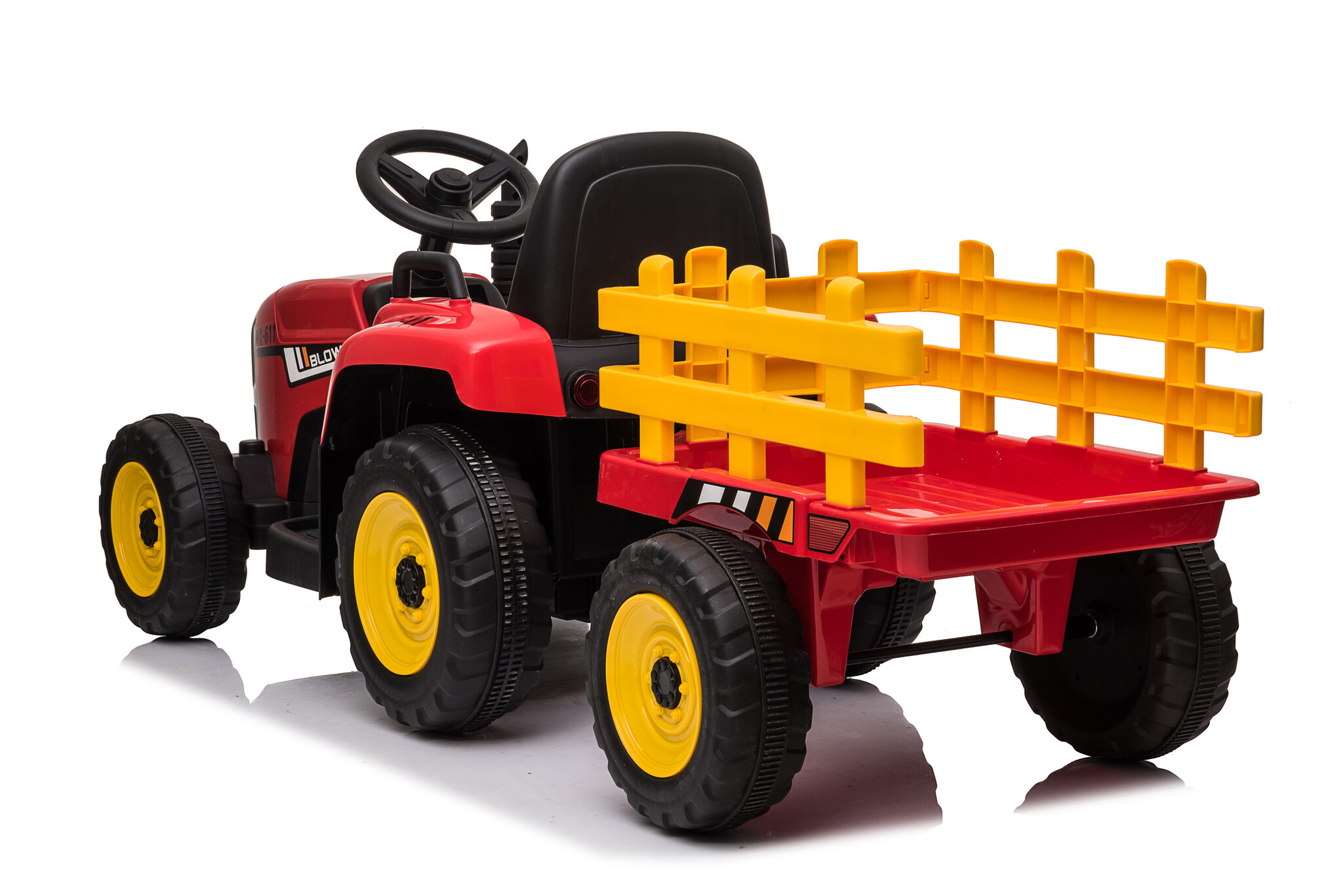 Elektrisch bestuurbare tractor met aanhanger - rood