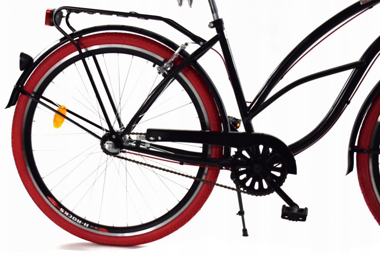 Meisjesfiets - cruiser - 26" - 3 versnellingen - zwart rood