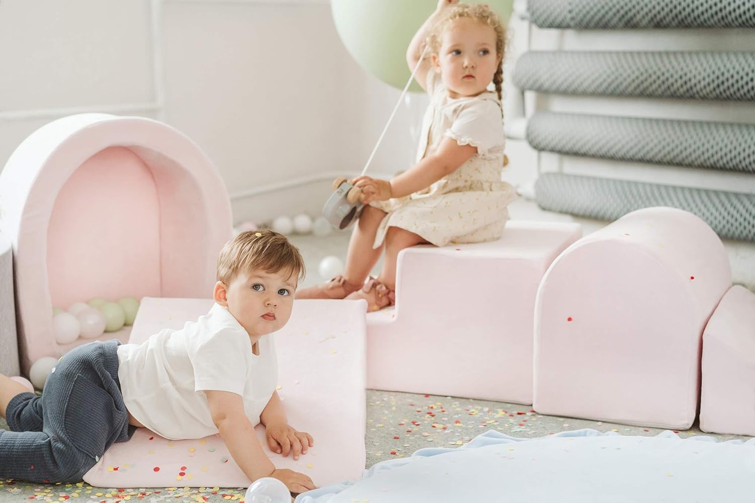 Foam speelset - 7-delig - met ballenbak en 100 ballen - roze