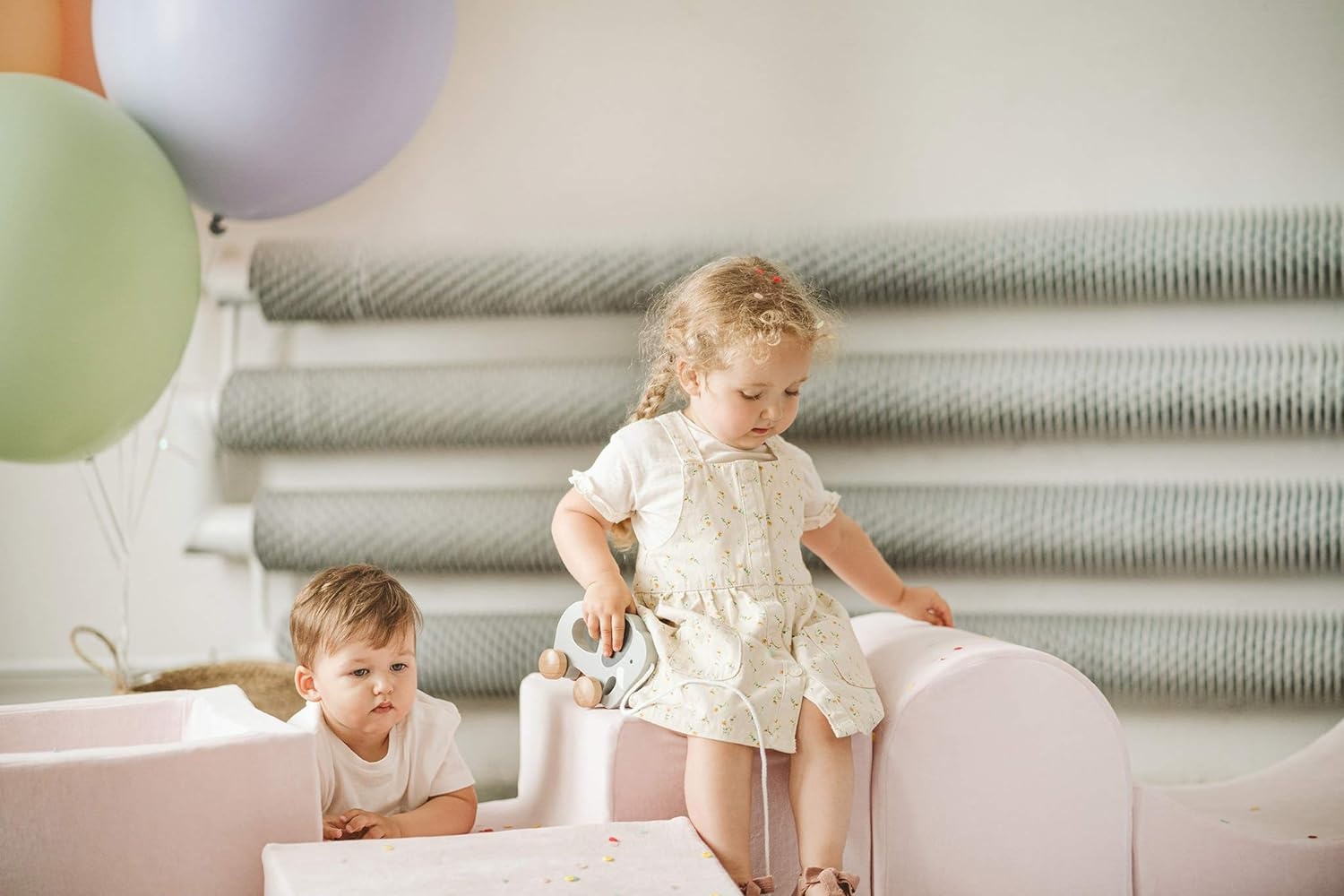 Foam speelset - 7-delig - met ballenbak en 100 ballen - roze