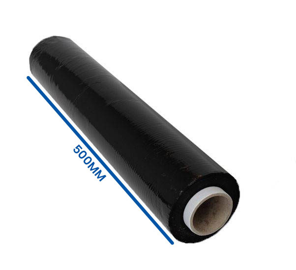 Handrollen rekwikkelfolie - zwart - 20 micron x 500mm x 300m