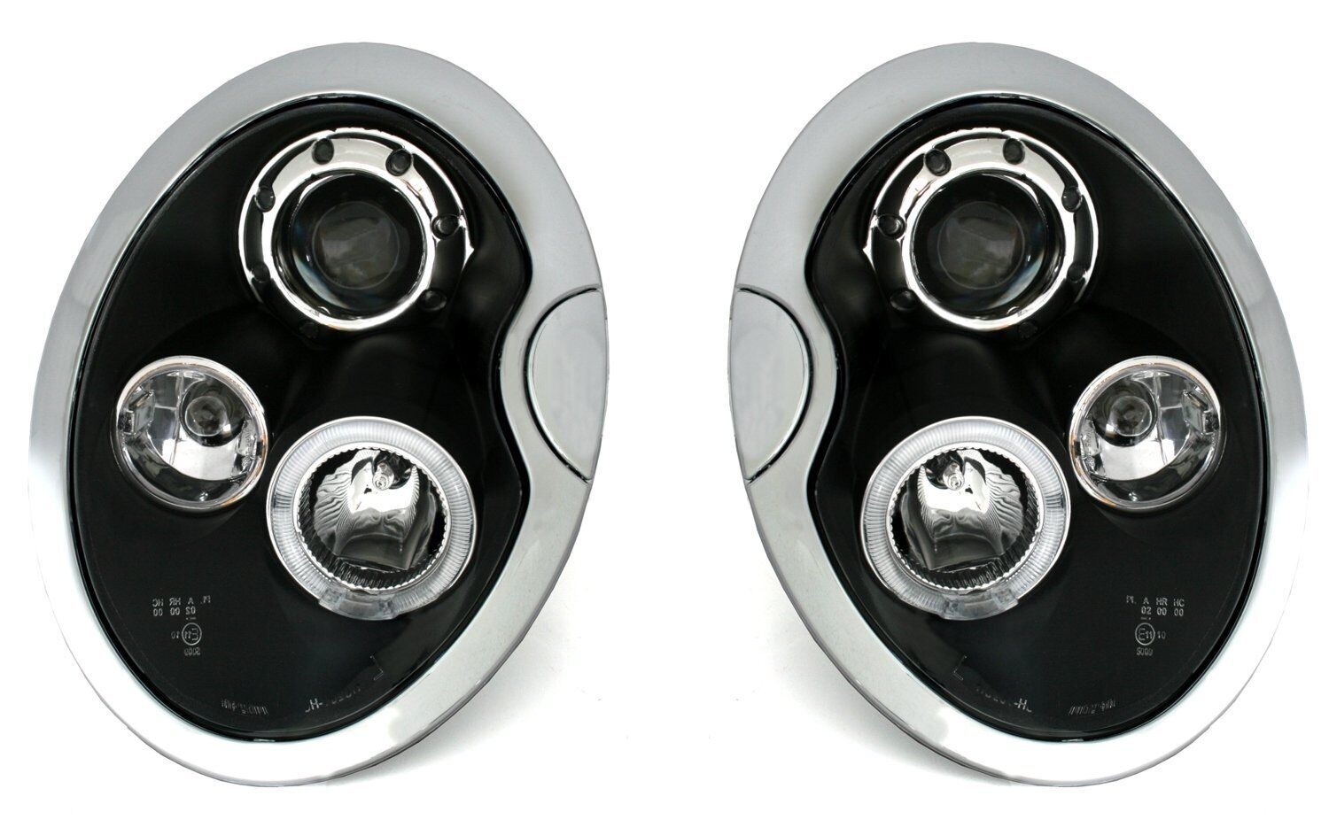 Koplampen dual halo rims BMW MINI (COOPER) 05 01-10 06 ANGEL EYES ZWART