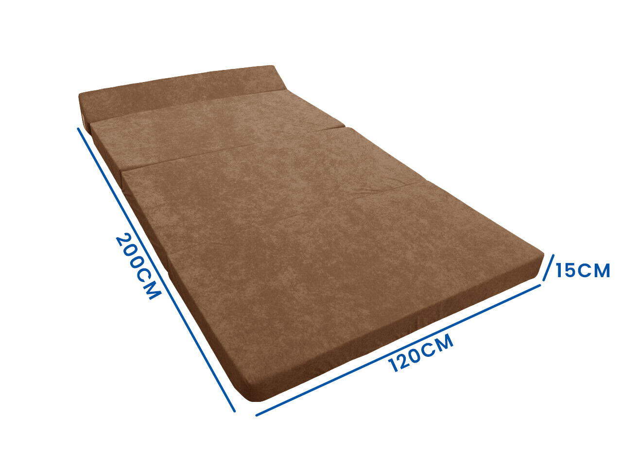 Opvouwbaar matras met hoofdkussen - Wasbare hoes - 200cm x 120cm x 10cm - Lichtbruin