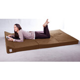 Opvouwbaar matras met hoofdkussen - Wasbare hoes - 200cm x 120cm x 10cm - Lichtbruin