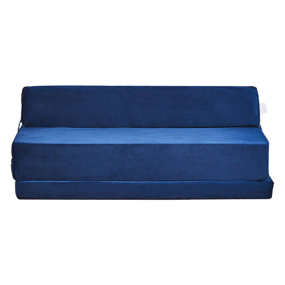 Opvouwbaar matras met hoofdkussen - Wasbare hoes - 200cm x 120cm x 10cm - Donkerblauw