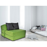 Luxe logeermatras - groen - camping matras - reismatras - opvouwbaar matras - 200 x 70 x 15 - met zwarte kussens